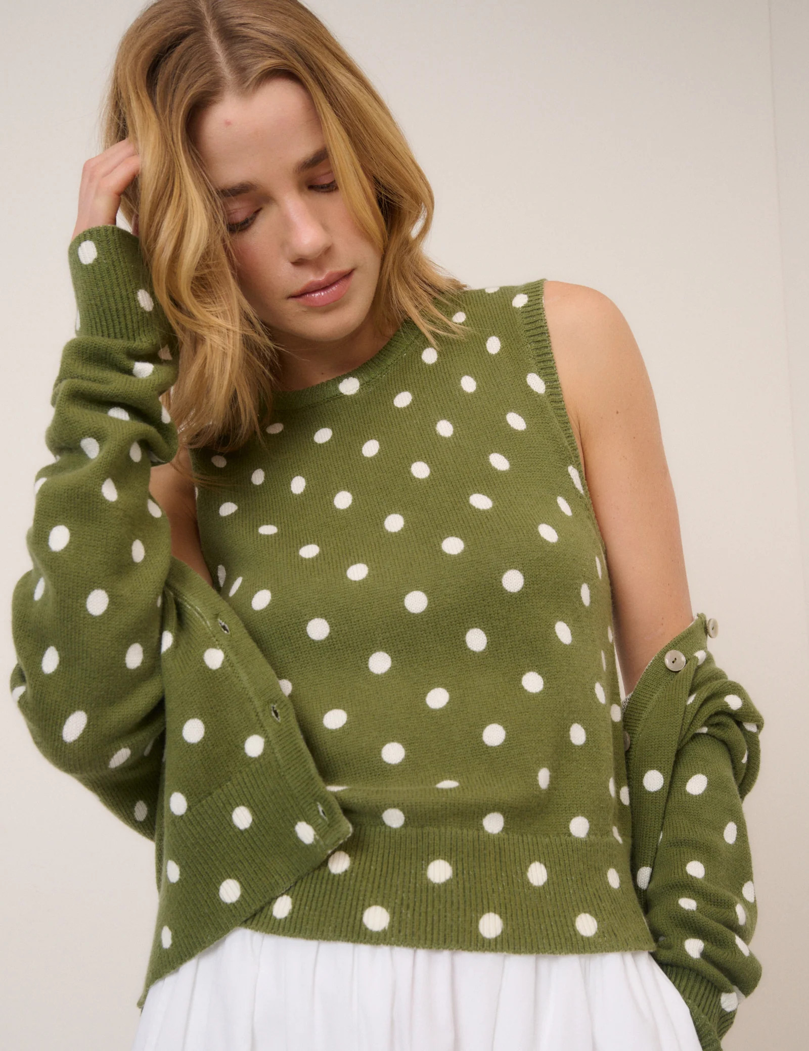 Green Polka Dot Crew Neck Vest | Nobody's Child