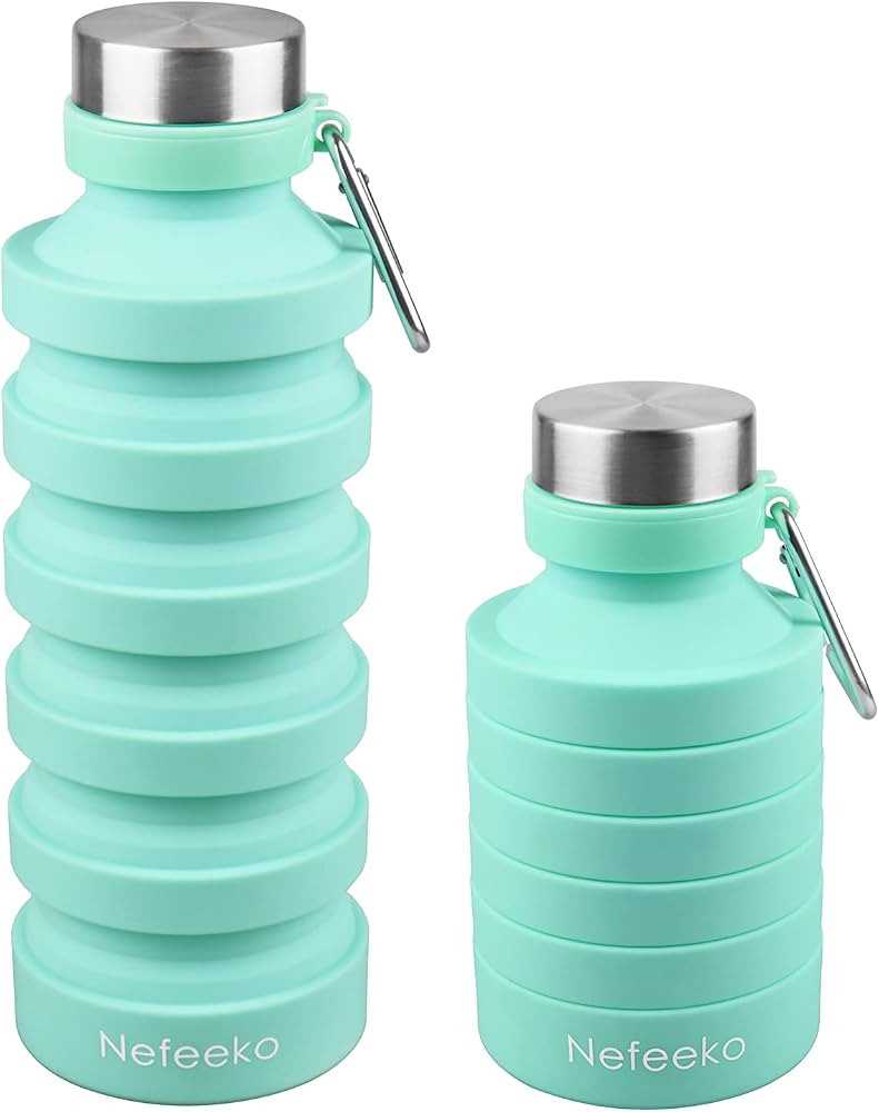 Nefeeko Collapsible Water Bottle, Reuseable BPA Free Silicone Foldable Water Bottles for Travel G... | Amazon (US)