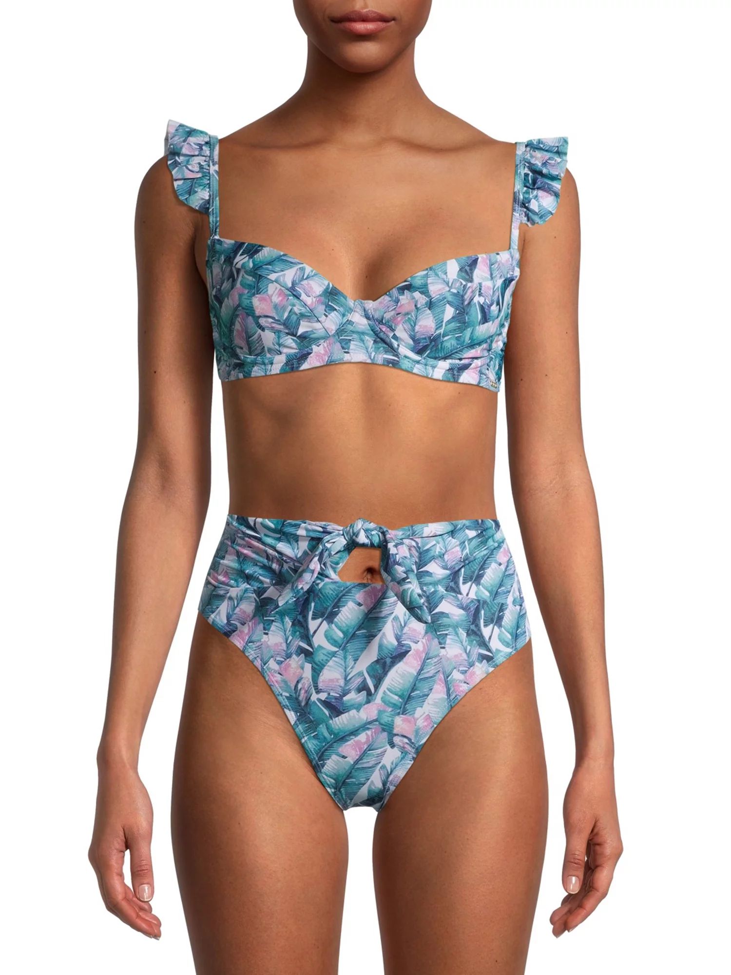 XOXO Women's Floral Sash High-Waist Bikini Bottom Swimsuit - Walmart.com | Walmart (US)
