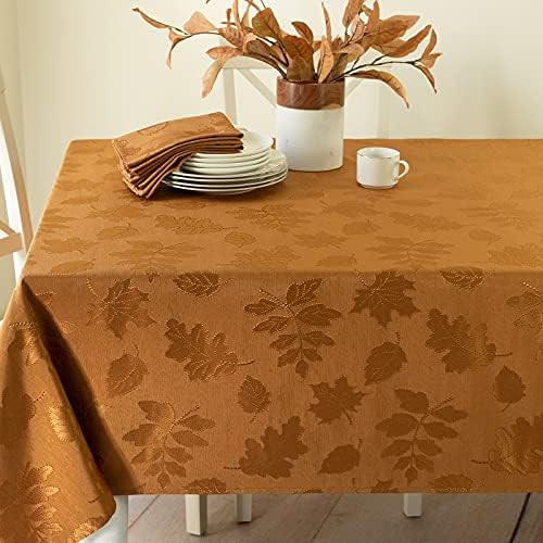 Benson Mills Harvest Legacy Damask Fabric Tablecloth for Fall, Harvest, and Thanksgiving (Amber-Bron | Amazon (US)