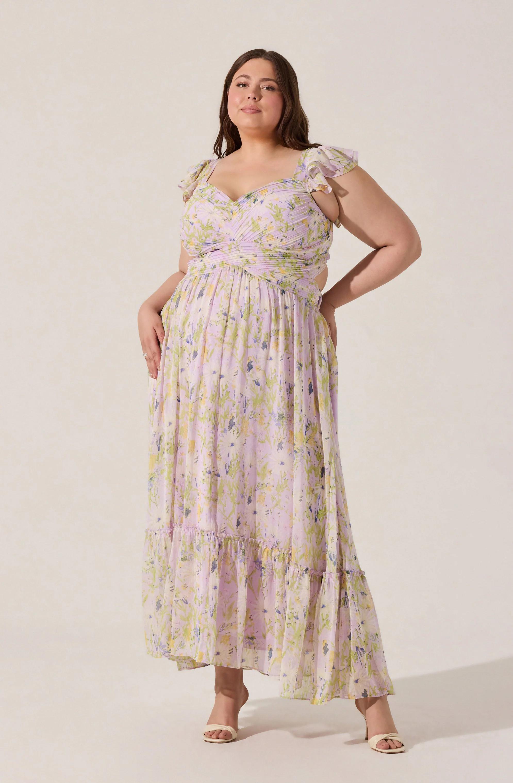 Primrose Floral Strappy Back Maxi Dress - Plus Size - Lavender multi flr / 1X | ASTR The Label (US)