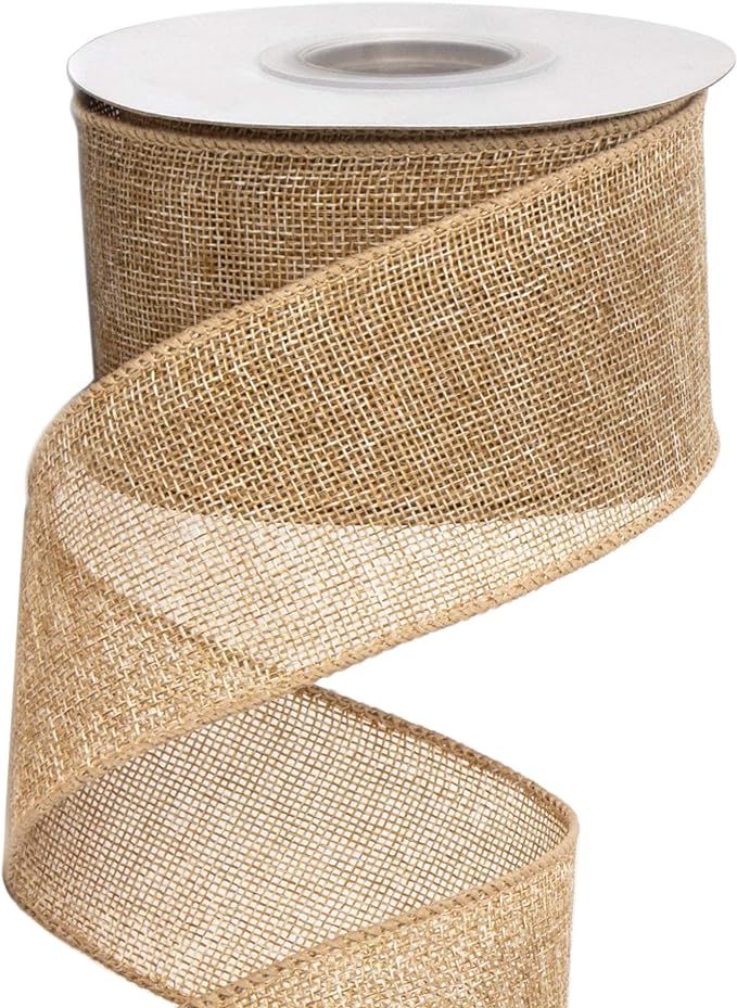 Ribbli Burlap Wired Ribbon,2-1/2 Inch x 10 Yard,Natural,Solid Wired Edge Ribbon for Big Bow,Wreat... | Amazon (US)