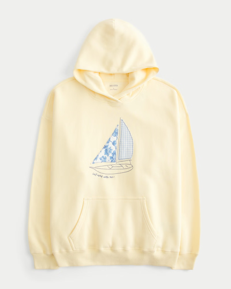 Women's Oversized Sailboat Graphic Hoodie from Hollister | Hollister (US)