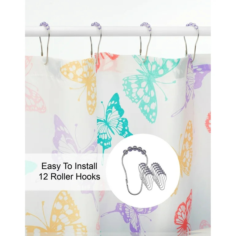 Your Zone Kids Butterfly Shower Curtain with Hooks | Walmart (US)