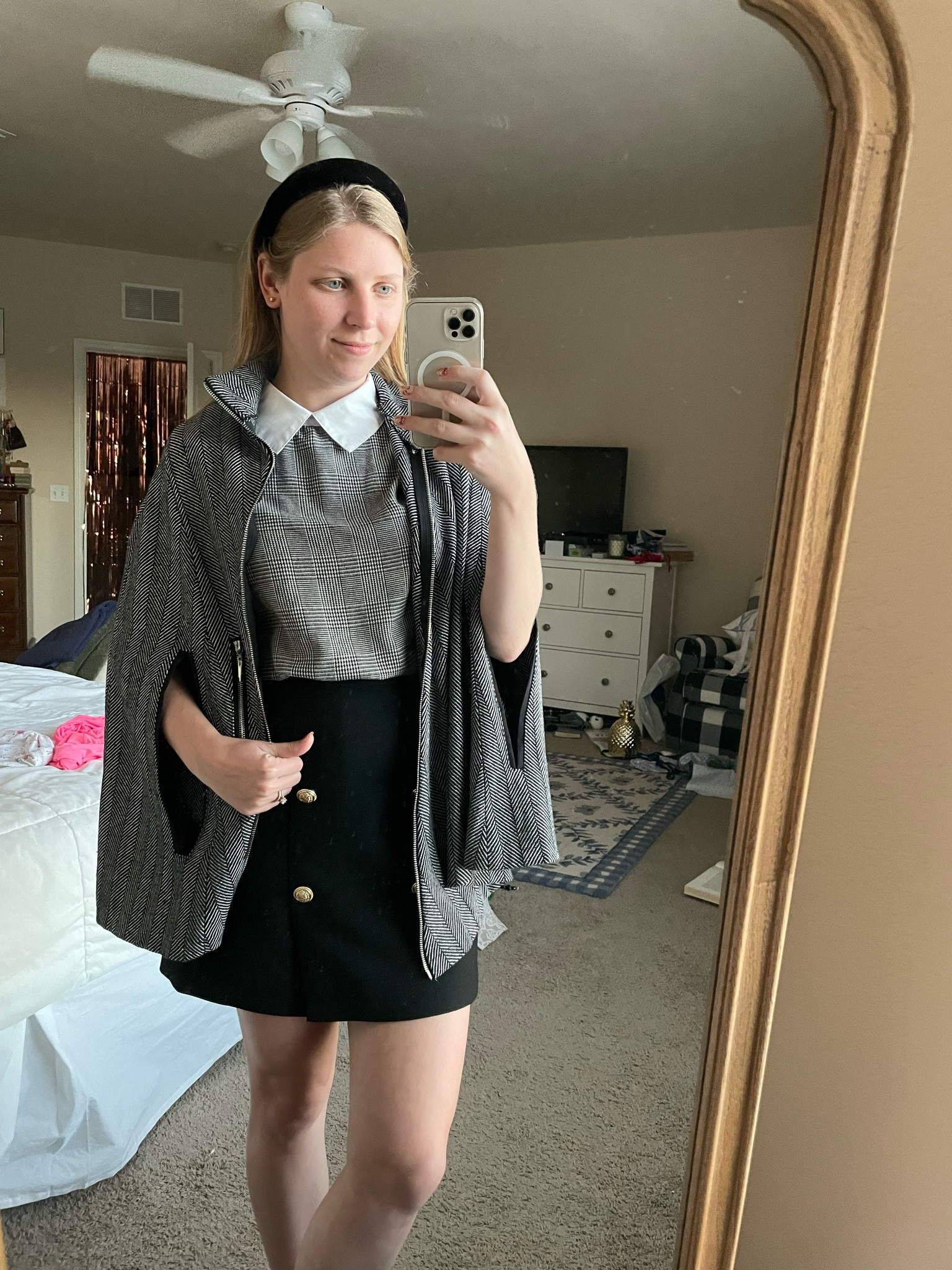 Chic winter herringbone cape with double breasted skirt  

#LTKSeasonal