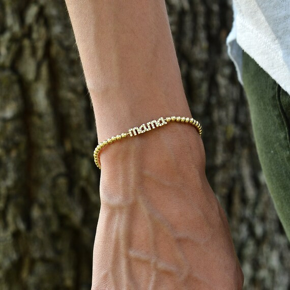 Gold Filled Beaded Mama Bracelet,  Isabella Celini, Gold Filled Beads, Stretch Stacking Bracelet,... | Etsy (US)