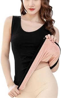 Flenwgo Womens Cotton Thermal Fleece Lined Underwear Tops Cami Tank Top Warm Base Layer Vest | Amazon (US)