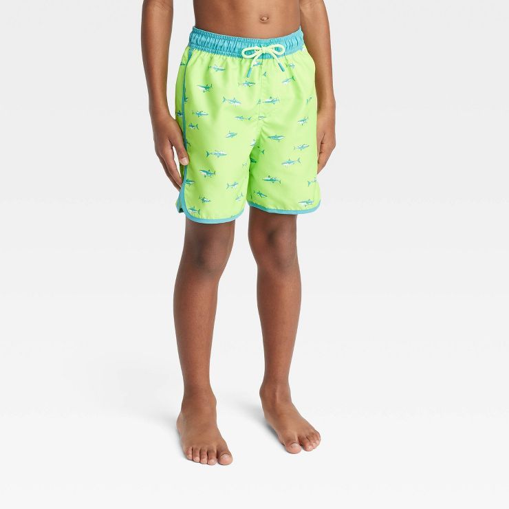 Boys' Shark Printed Swim Trunks - Cat & Jack™ Lime Green | Target