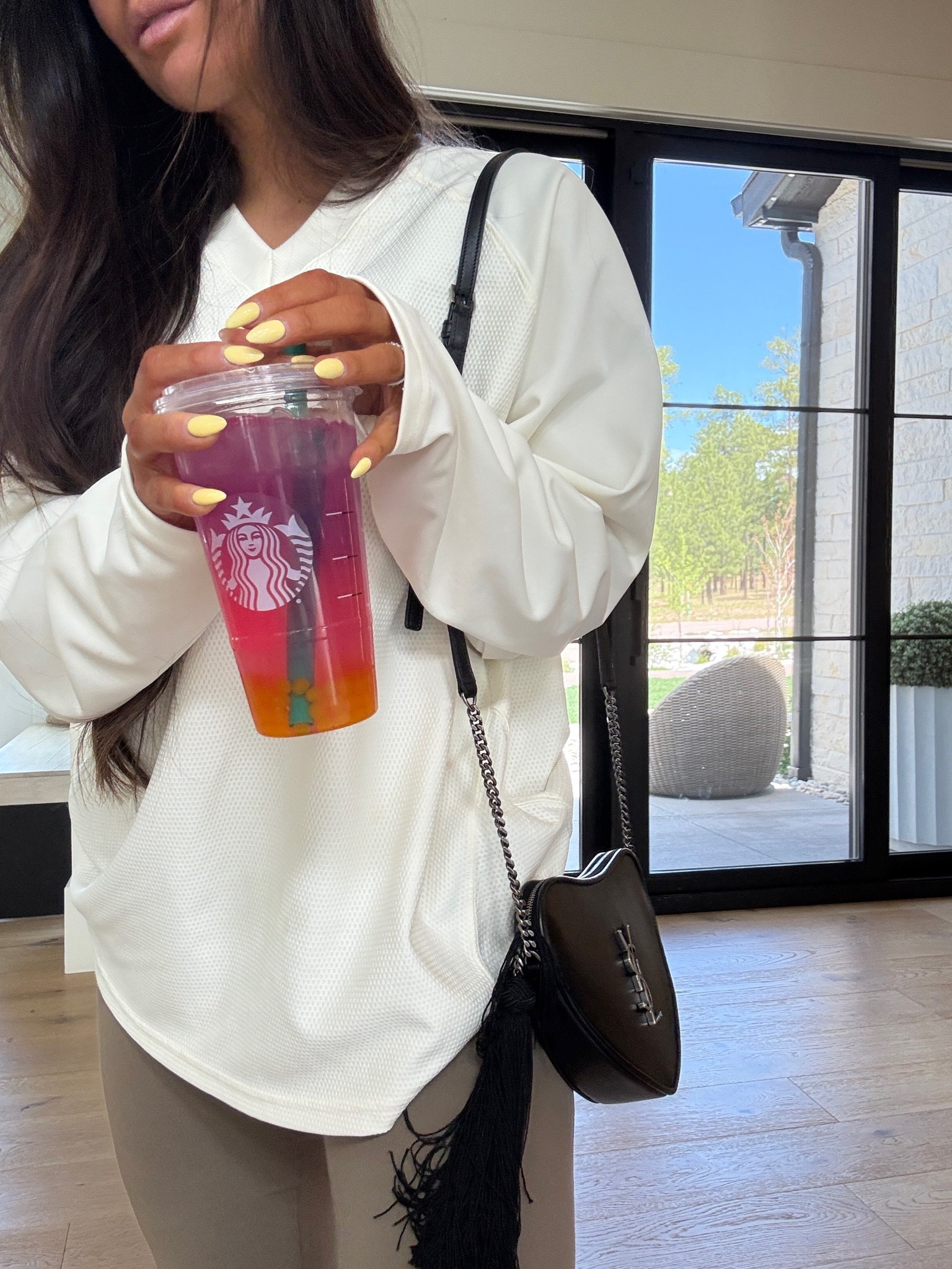 Tried the new Tropical Butterfly Refresher. So good! Wearing the straight leg pants and v neck long sleeve from Oner. UK sizing. I am normally a small but size up to a medium in these.

#LTKootd #LTKActive #LTKHome
