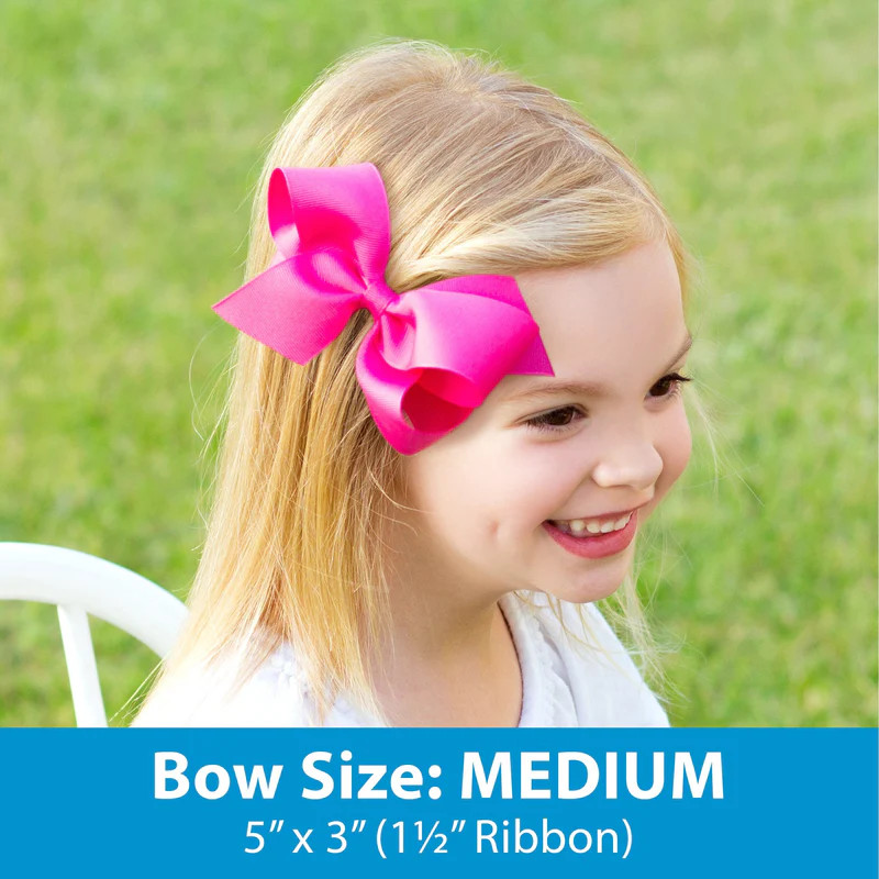 Santa Embroidered Pink Moonstitch Bow | Classic Whimsy