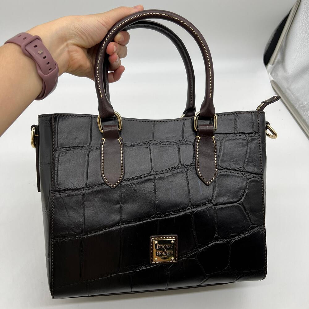 Dooney & Bourke Denison Croco Top Handle Tote	Espresso | Poshmark