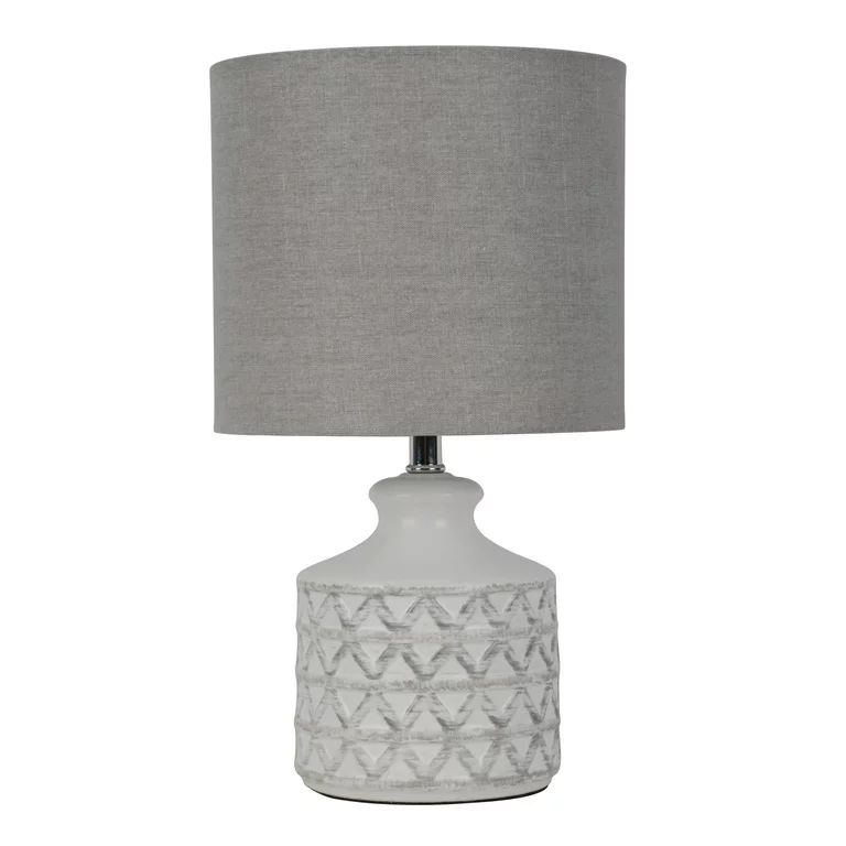 Better Homes & Gardens Diamond Weave Ceramic Table Lamp, Distressed White | Walmart (US)
