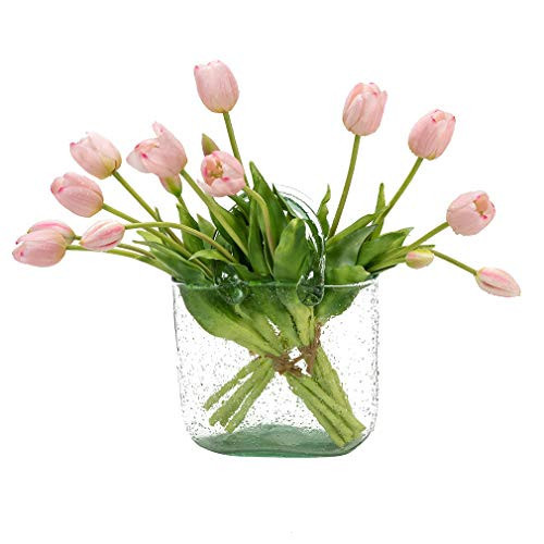 Yonza 15pcs Artificial Tulips Flowers,Soft Touch Latex Bouquet, Fake Tulips Flowers,Spring Wedding Home Room Table Centerpiece Decor Light Pink Set | Amazon (US)