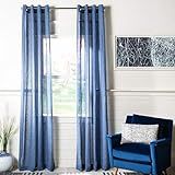 Safavieh Home Curtain Shani Blue Semi-Sheer 52" x 84" Grommet Drape Panel Window Treatment, 84" x 52 | Amazon (US)