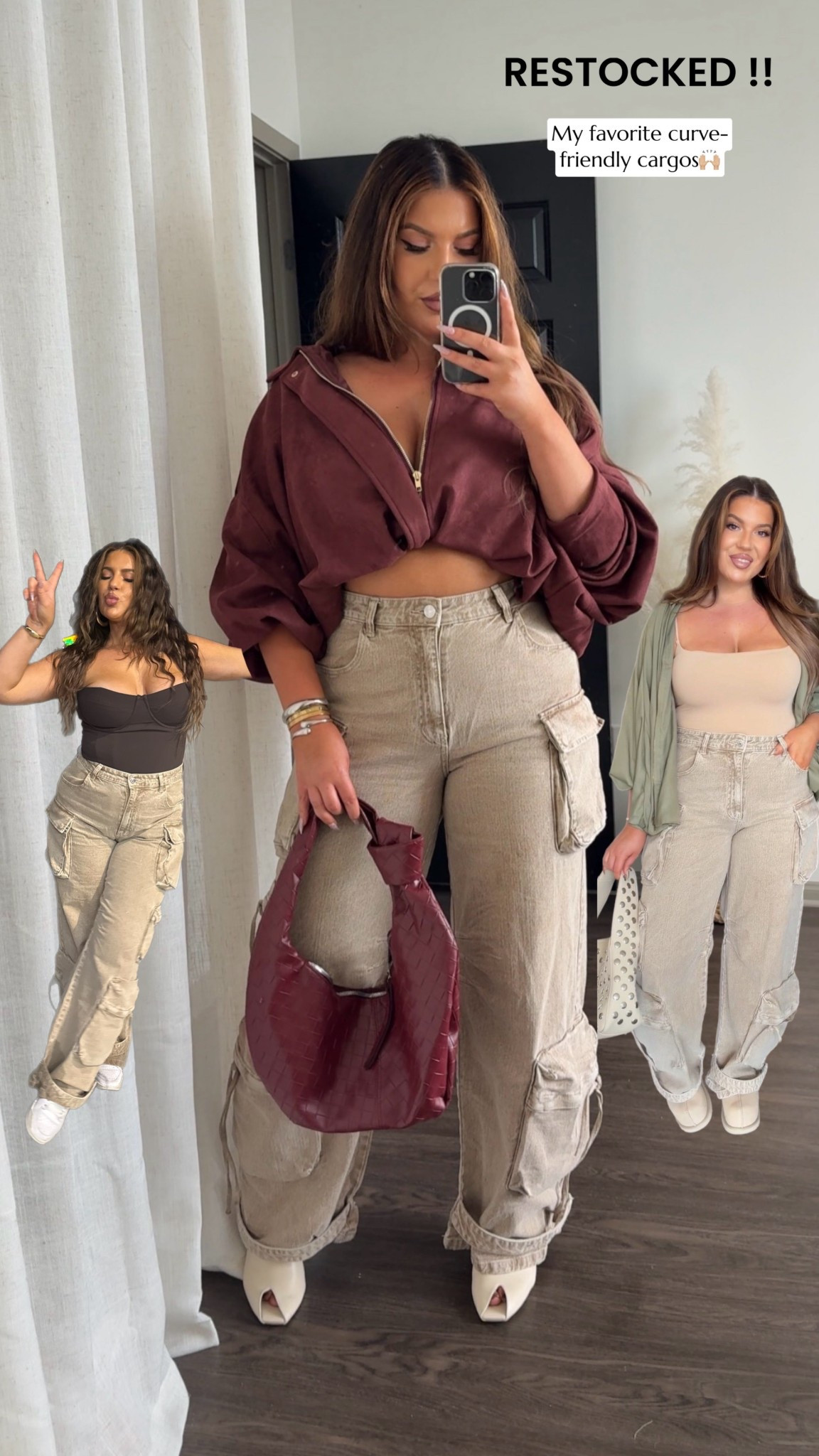 Back in stock!! 👏🏼 my favorite cargoes are finally restocked!! I’ve been waiting!!😩 super curve-friendly, so flattering, and a perfect fit! Run sis!!💨

Wearing a my reg L (I’m a size US12/5’5)

Worn casually, dressed up, and to a concert! 