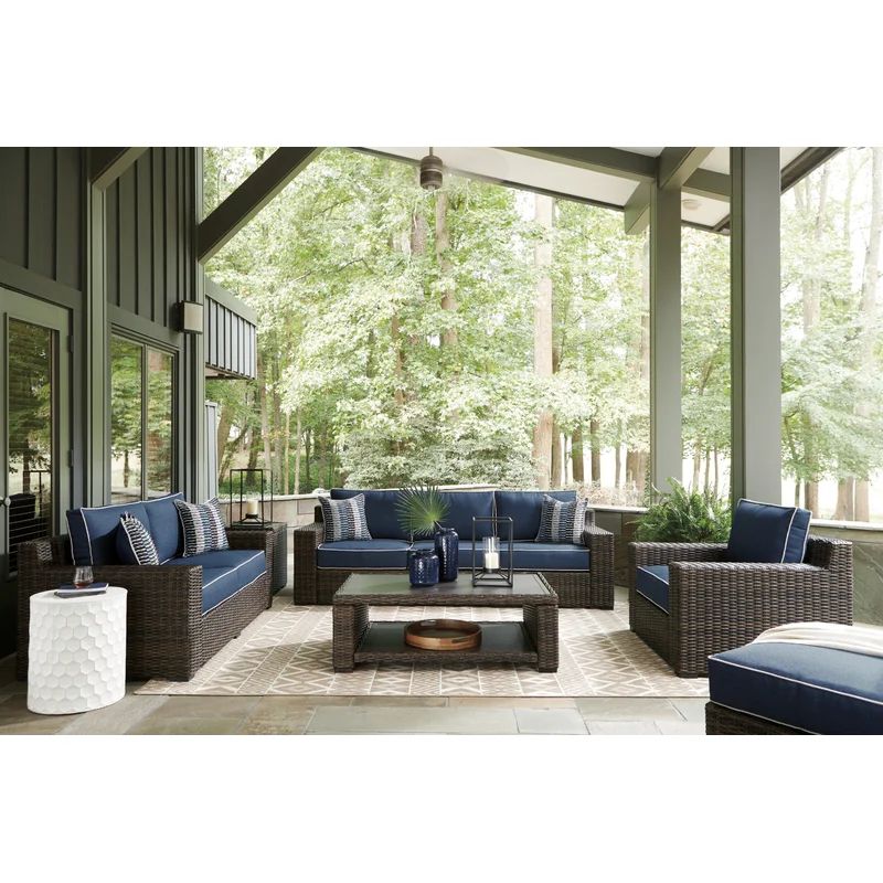 Grasson Lane Outdoor Sofa, Loveseat, Lounge Chair And Ottoman With Coffee Table And End Table | Wayfair North America