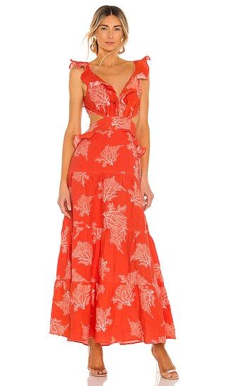 Marigot Print Maxi Dress in Tangerine Coral | Revolve Clothing (Global)