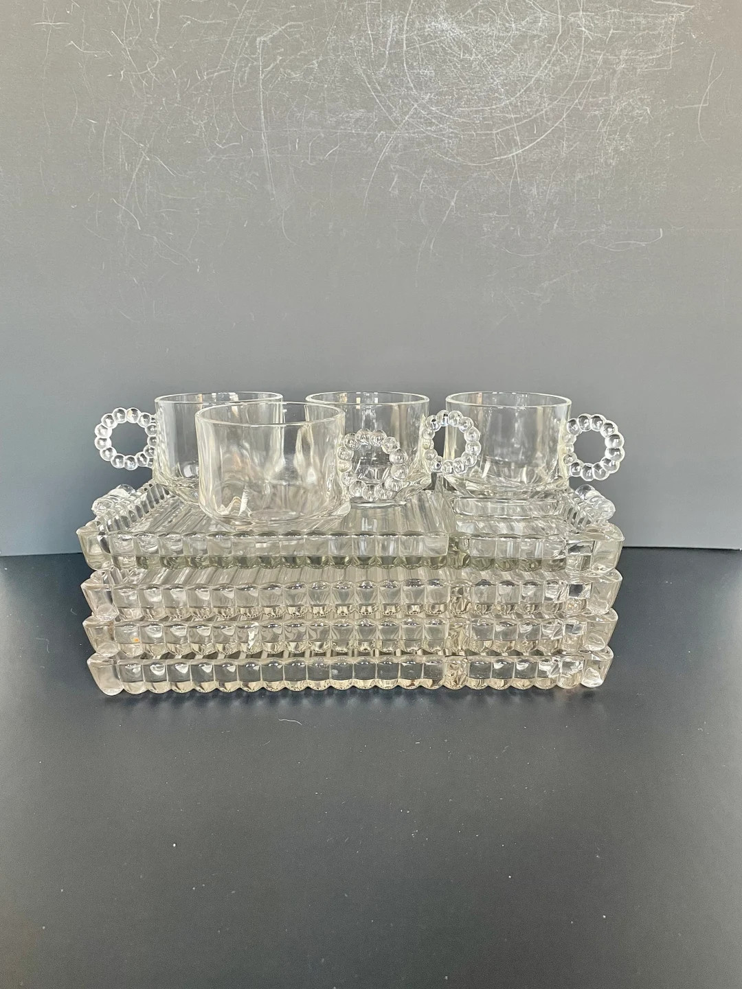 Vintage Hazel Atlas Sip, Snack and Smoke Trays and Cups Set of 4 - Etsy | Etsy (US)