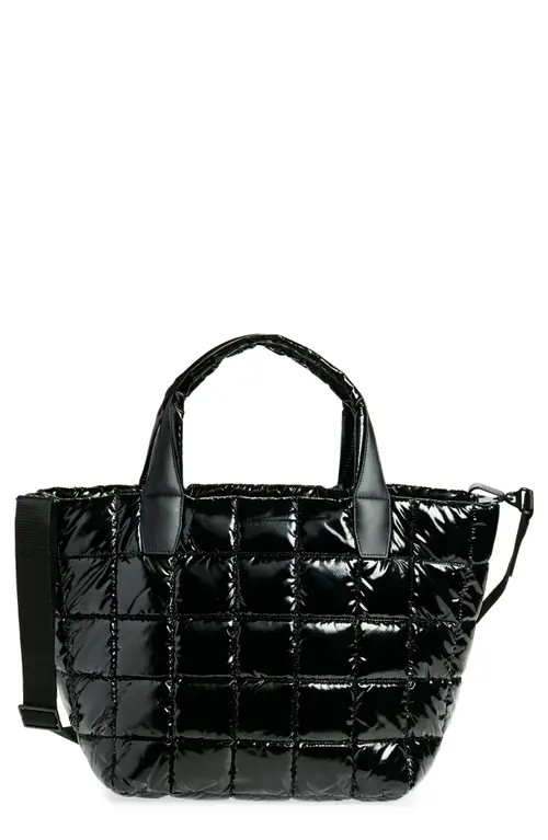 VeeCollective Medium Porter Water Repellent Quilted Recycled Nylon Tote in Black Vinyl at Nordstrom | Nordstrom