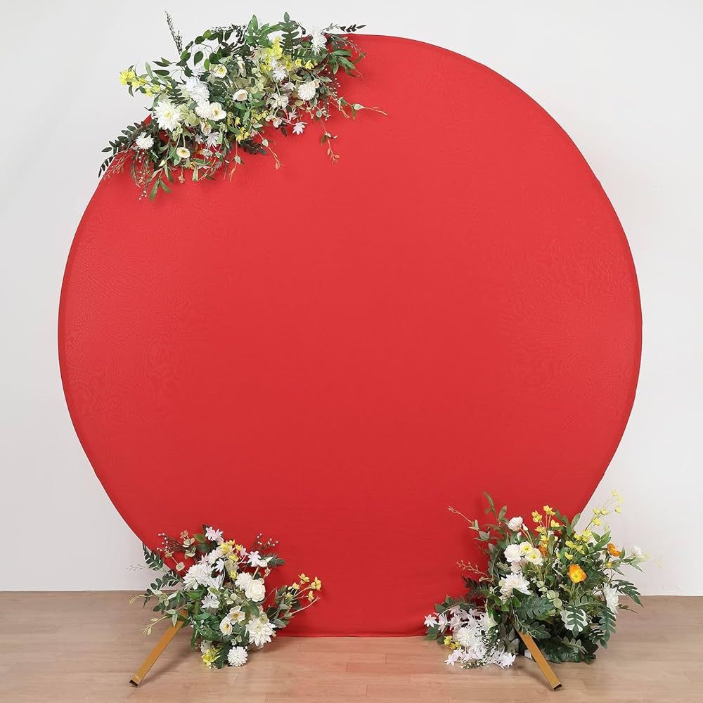 Efavormart 7.5ft Matte Red Round Spandex Fit Wedding Arch Backdrop Cover - 2-Sided Custom Fit Bac... | Amazon (US)