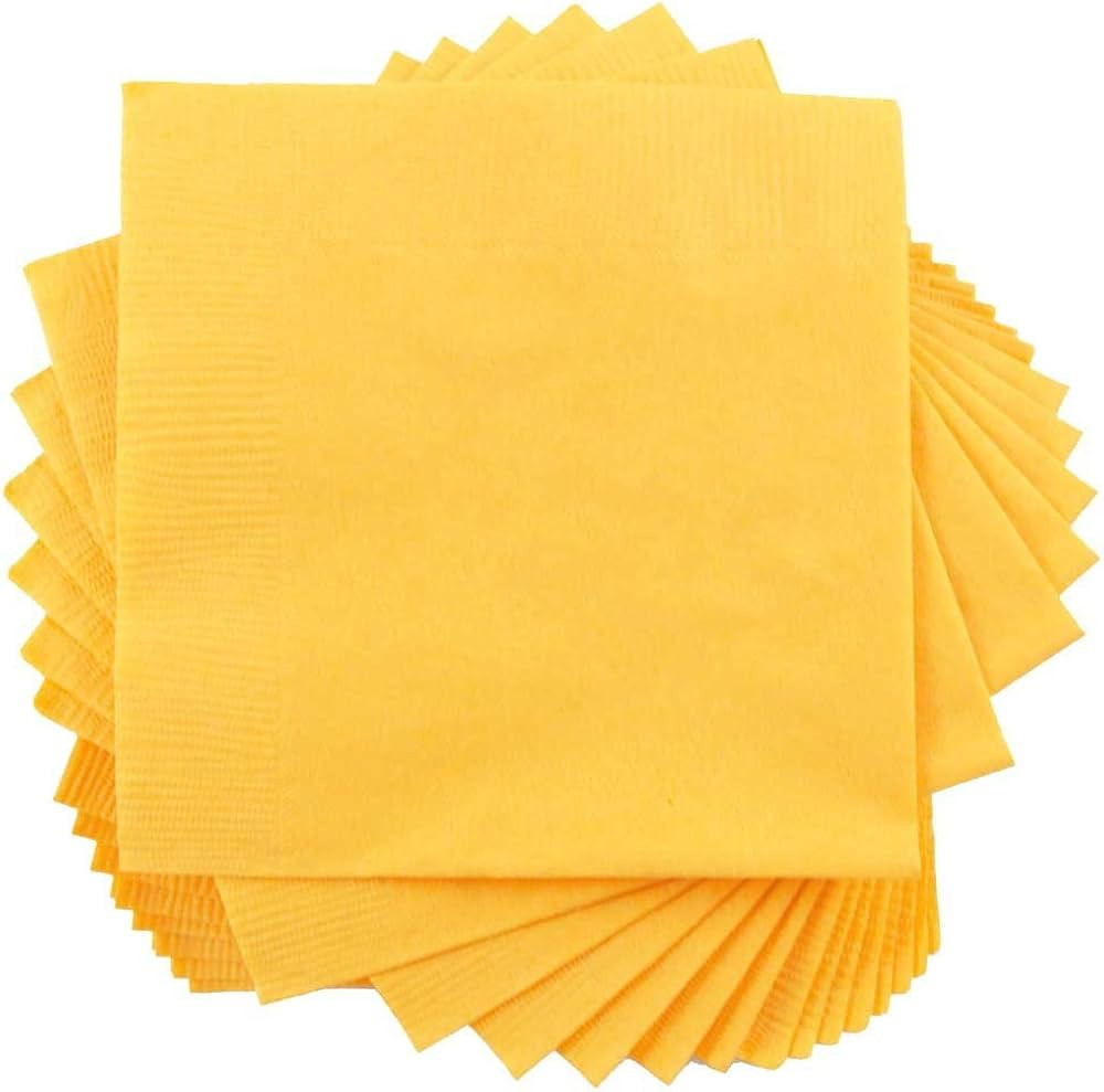 JAM PAPER Small Beverage Napkins - 5 x 5 - Yellow - 50/Pack | Amazon (US)
