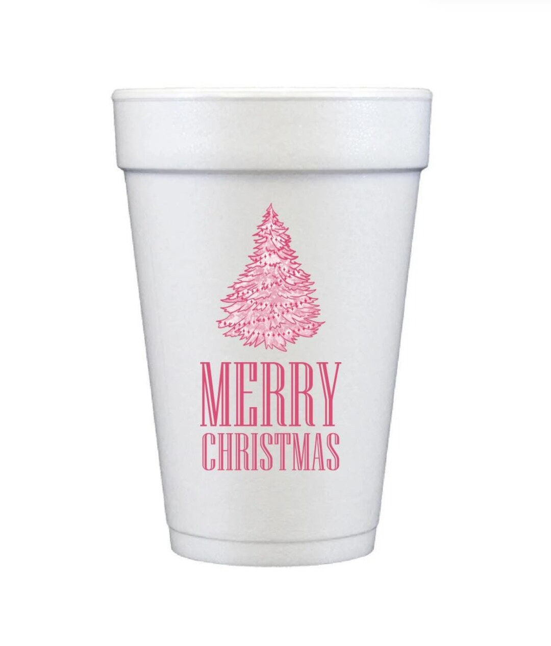 Merry Christmas Pink Tree Cups, Merry Christmas Foam Cups, Custom Christmas Cups, Christmas Cockt... | Etsy (US)