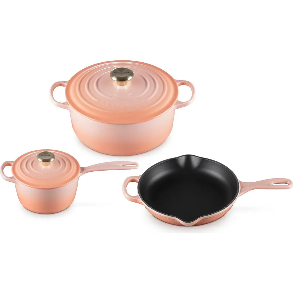 Le Creuset 5-Piece Signature Enameled Cast Iron Cookware Set in Peche at Nordstrom | Nordstrom