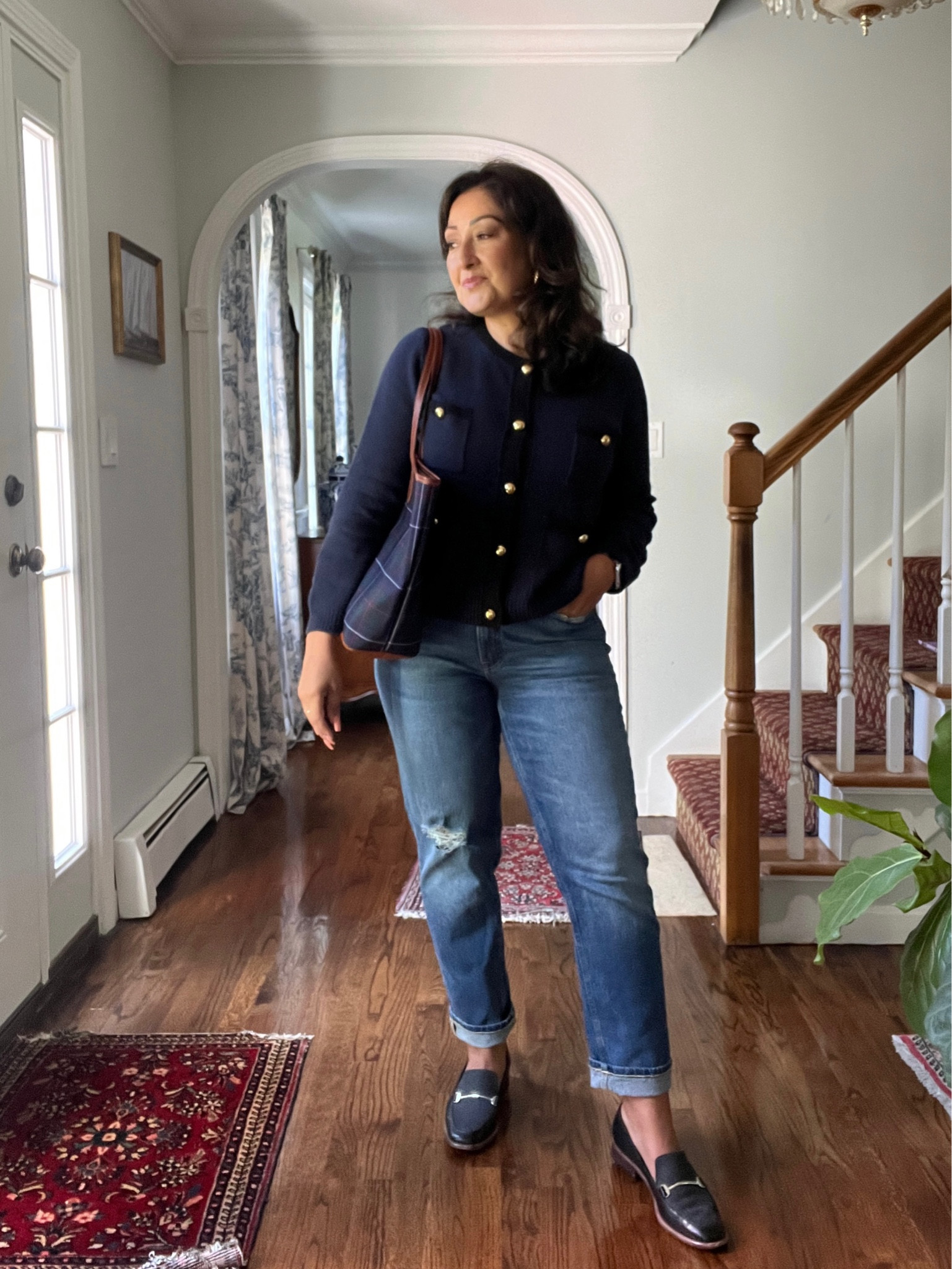 Lady jacket sweaters. Loafers. Denim. Fall style. 

#LTKstyletip #LTKSeasonal #LTKshoecrush