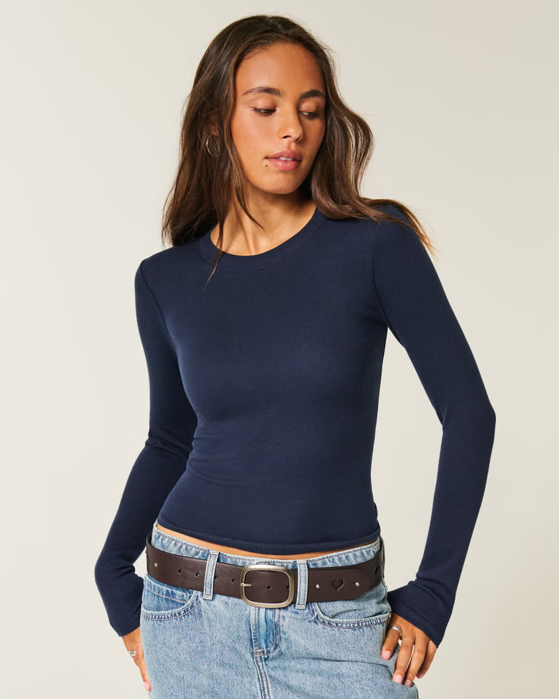 Women's Long-Sleeve Crew Baby Tee | Women's Tops | HollisterCo.com | Hollister (US)