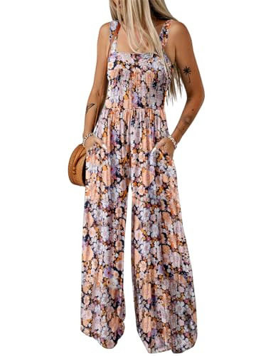 Dokotoo Women's Casual Loose Overalls Jumpsuits One Piece Sleeveless Printed Wide Leg Long Pant R... | Amazon (US)