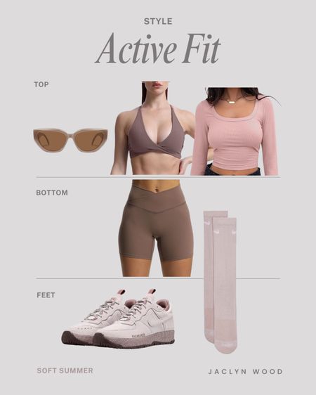Athleisure gym or active fit for soft summer color seasons - ash, muted coffee browns/taupe, with blush cool pinks 

#LTKActive #LTKStyleTip #LTKFitness