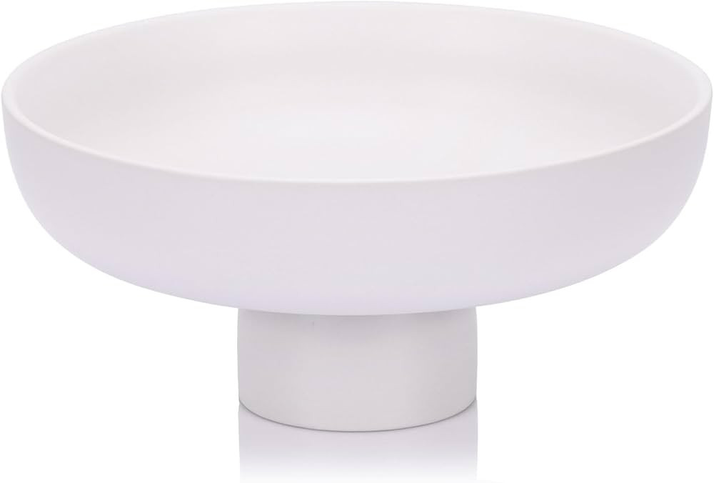 QIANLING Modern Large Decorative Bowl - White Fluted Pedestal Bowl, Multi-Functional Fruit Bowl, ... | Amazon (CA)