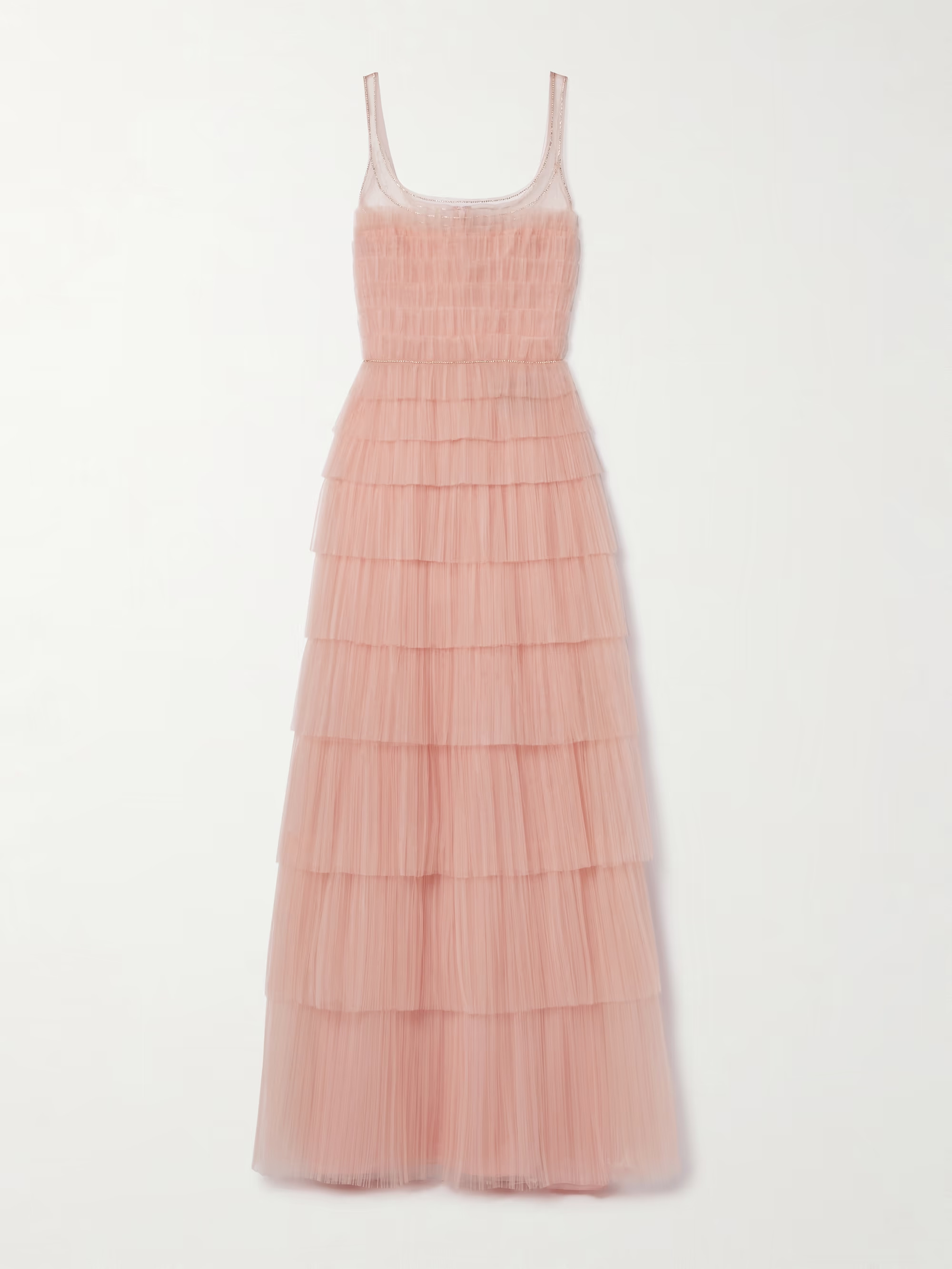 Crystal-embellished tiered plissé-tulle gown | NET-A-PORTER (US)