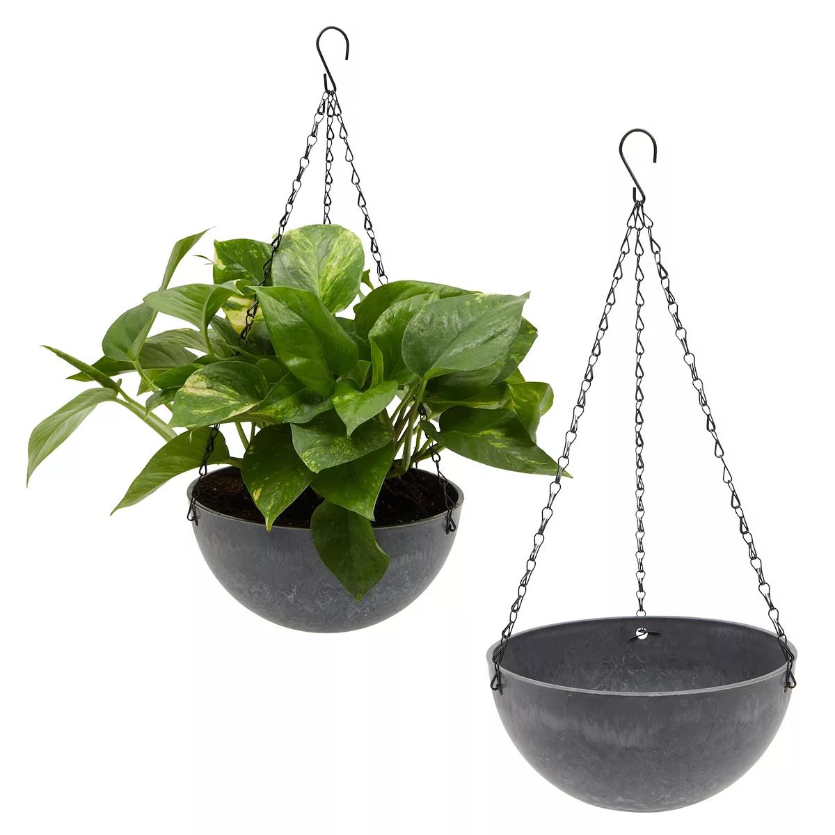 2 Pack Grey Marble Hanging Planters for Indoor and Outdoor Plants, 10-Inch Flower Plant Pots | Kohl's