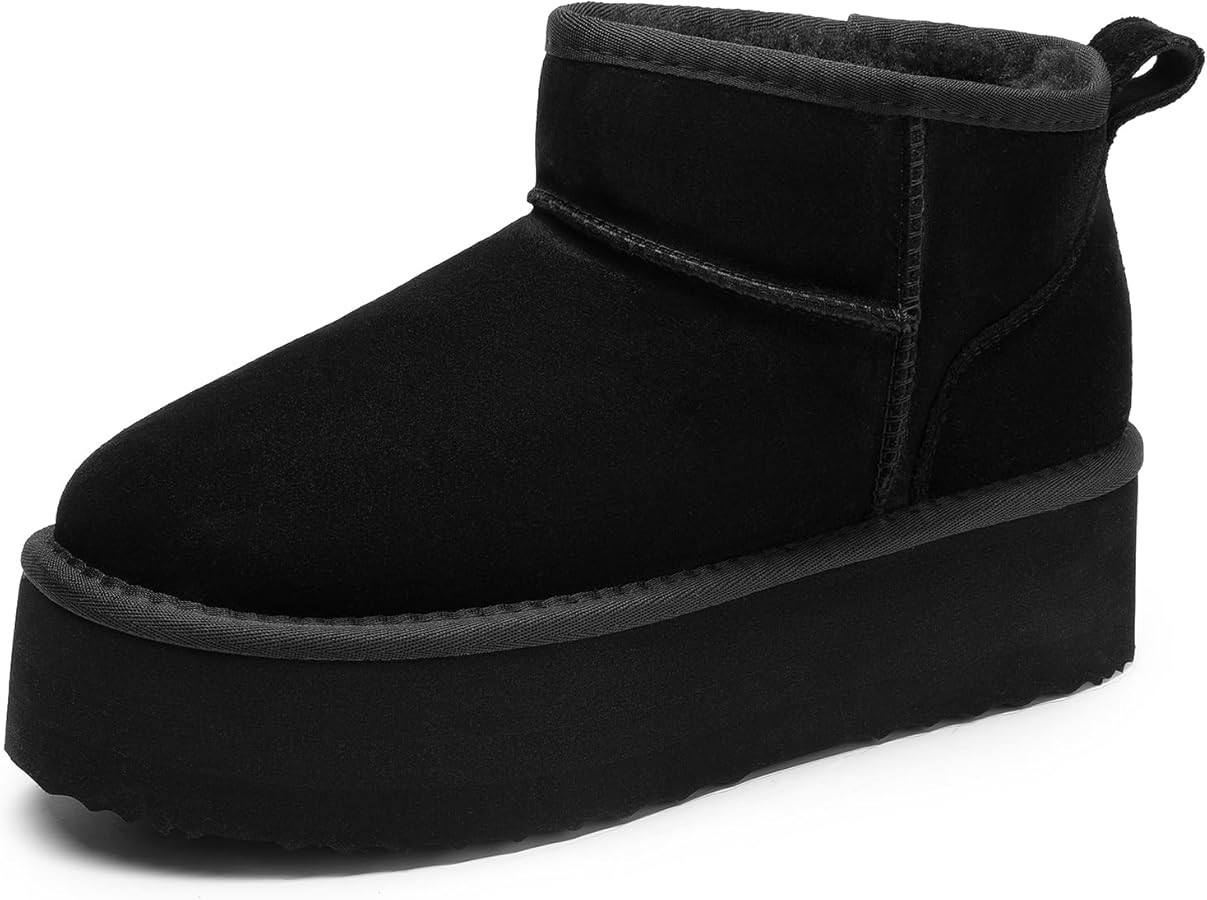 DREAM PAIRS Platform Mini Boots for Women Genuine Suede Leather, Classic Winter Ankle Snow Boots ... | Amazon (US)