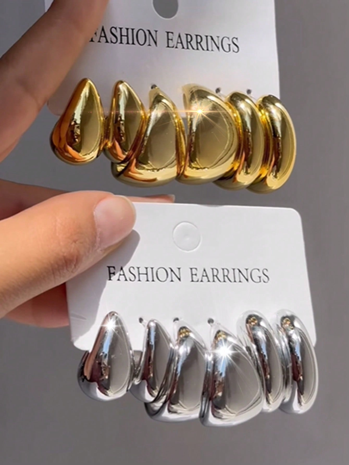 6pcs Elegant Vintage  Chunky C-Shape Metal Hoop Earrings Set, Fashionable Accessory For Holiday, ... | SHEIN