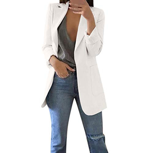 Womens Blazer Casual Beige Blazer for Women Womens Casual Blazers Open Front Cardigan Jacket Plus Size Comfy Blazer Lapel Collar Work Office Jackets with Pocket | Amazon (US)