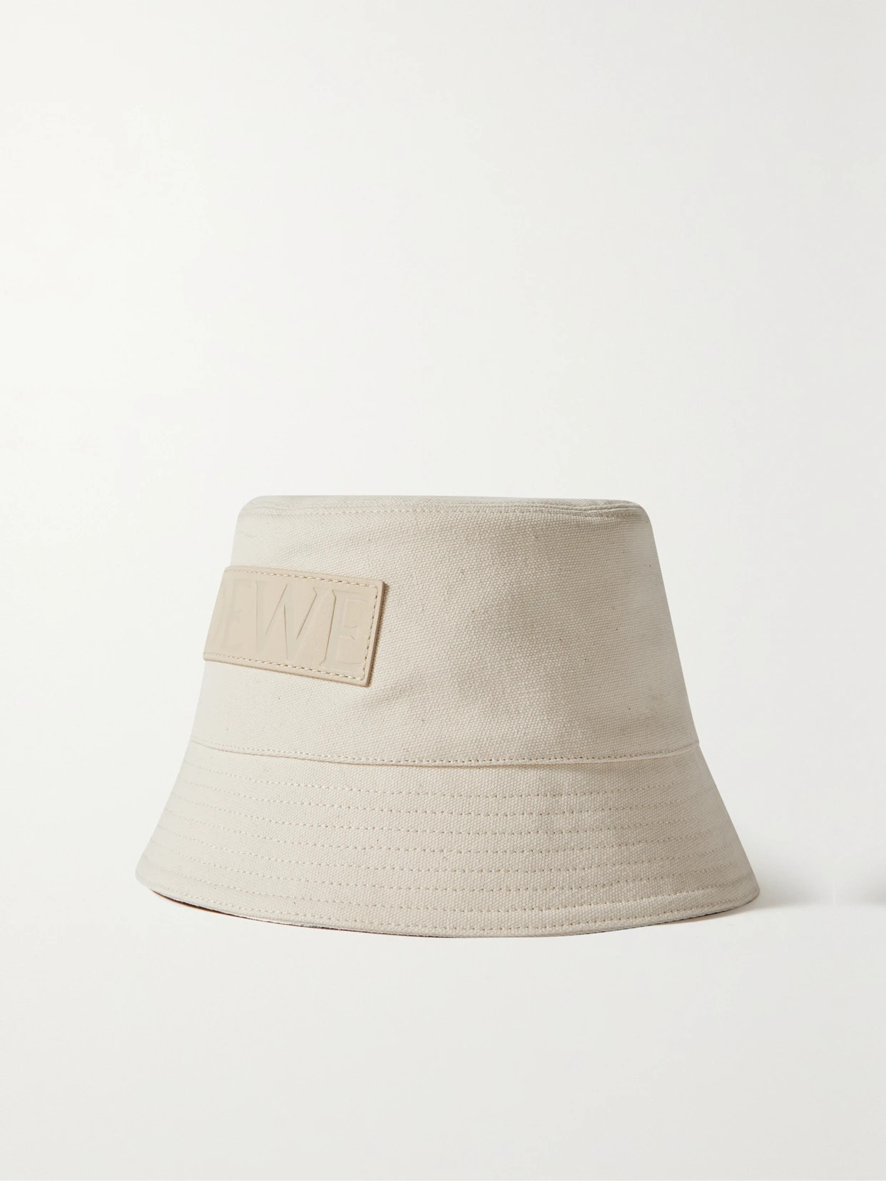 Loewe - + Paula's Ibiza Embossed Leather-trimmed Cotton-canvas Bucket Hat - Ivory | NET-A-PORTER (US)