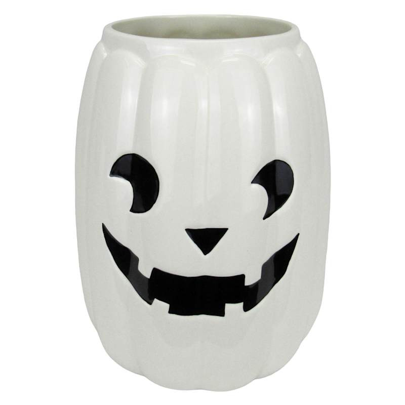 Tricky Treats White Ceramic Jack-o'-Lantern Planter, 11" | At Home