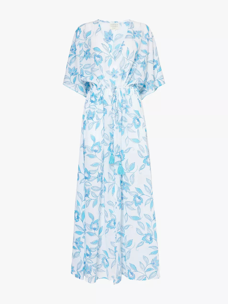 Amelia floral-print organic-cotton maxi kaftan dress | Selfridges