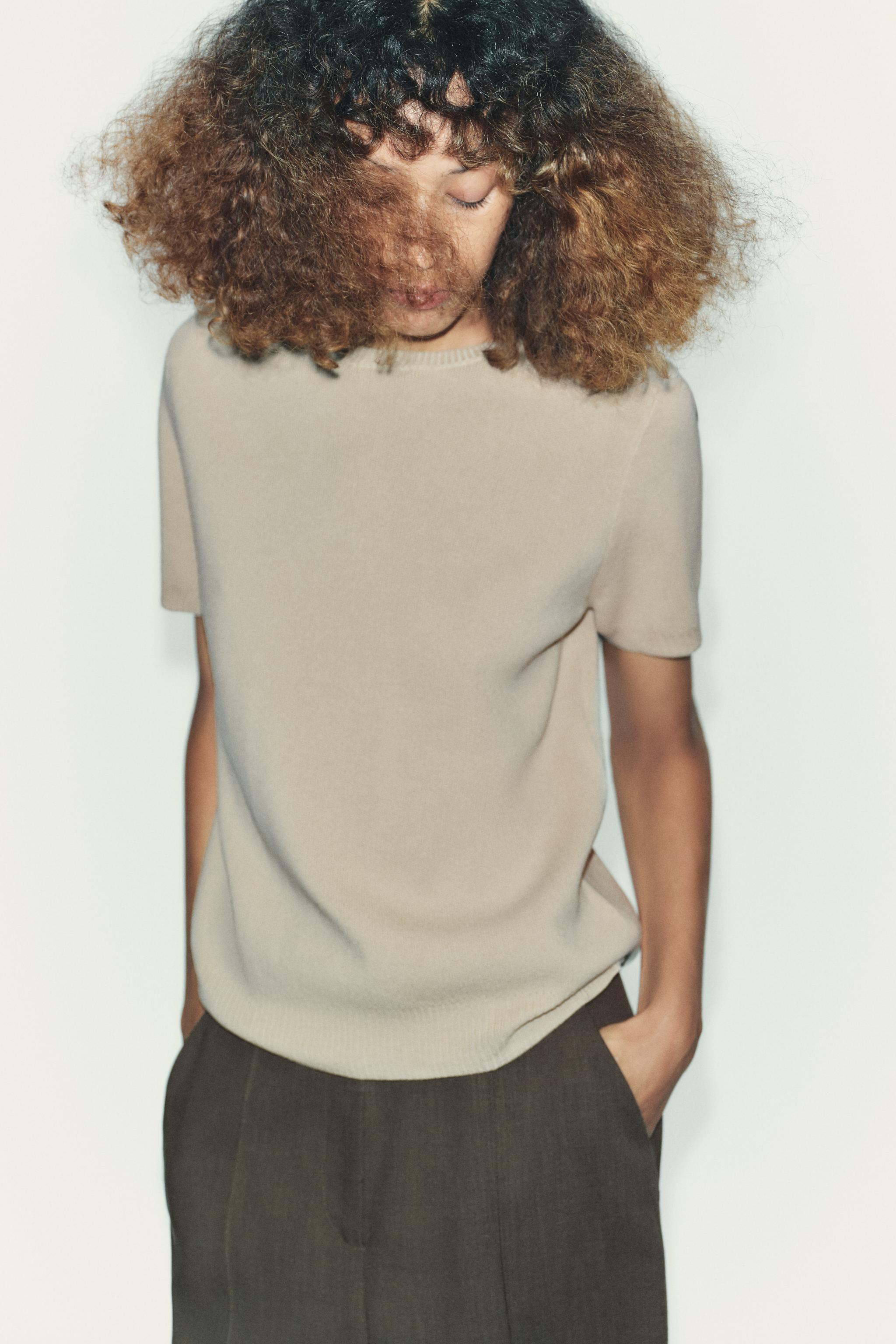 SHORT SLEEVE BASIC KNIT TOP | Zara US