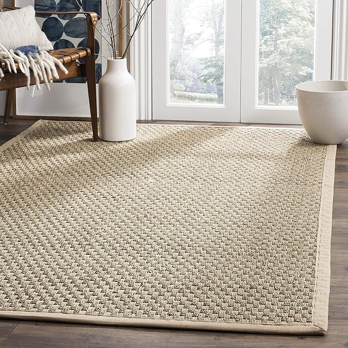 SAFAVIEH Natural Fiber Collection Area Rug - 5' x 8', Natural & Beige, Border Basketweave Seagras... | Amazon (US)
