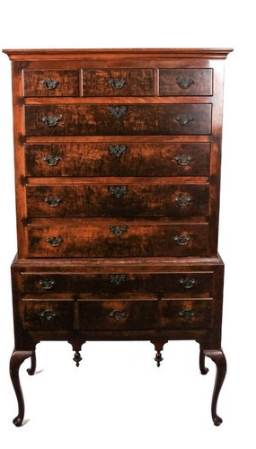 ANTIQUE 20th C Queen Anne Style Walnut Carved TALL CHEST Highboy  | eBay | eBay US
