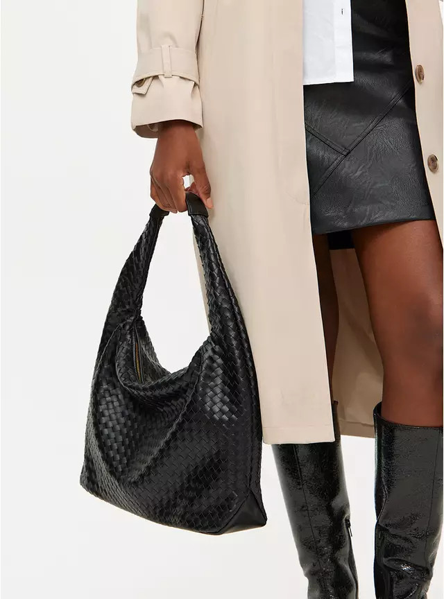 Buy Black Weave-Detail Slouch Bag  One Size | Bags | Tu | Tu Clothing