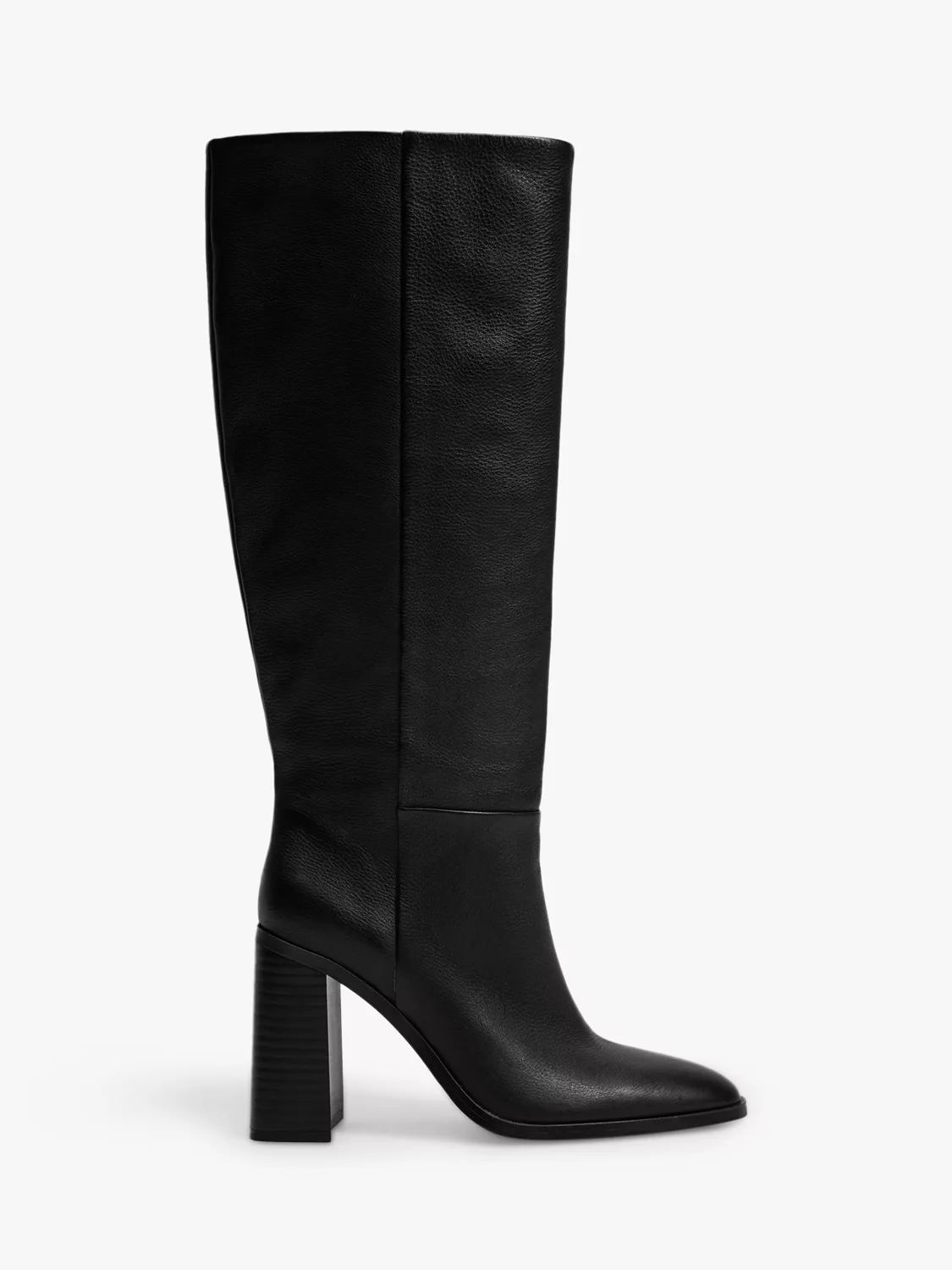 Mango Mer Leather Knee High Boots, Black | John Lewis (UK)