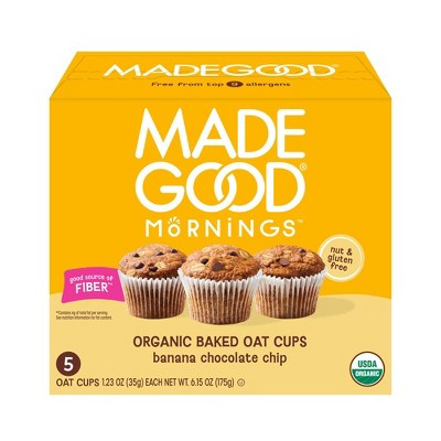 MadeGood Banana Chocolate Chip Organic Baked Oat Cups - 6.15oz/5ct | Target