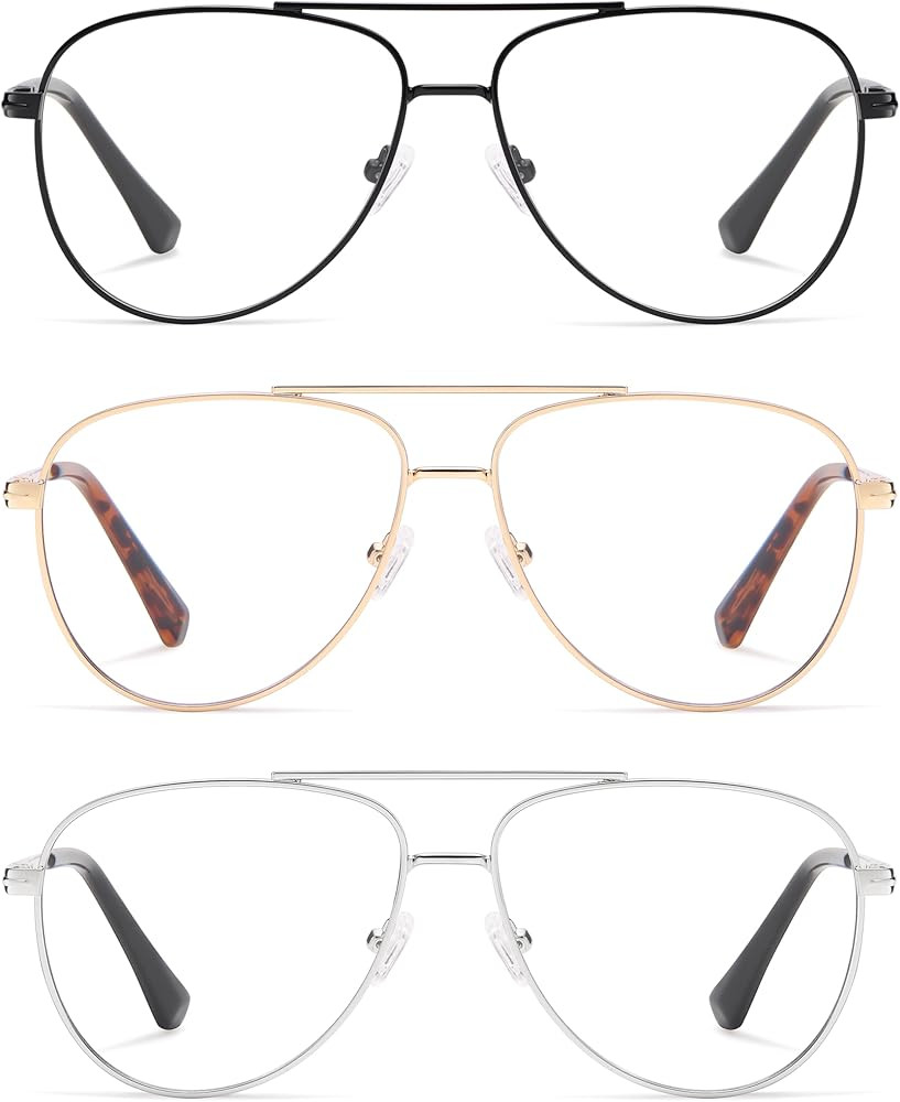 AMOMOMA Trendy Aviator Reading Glasses for Women,Men Blue Light Blocking Computer Readers Retro M... | Amazon (US)