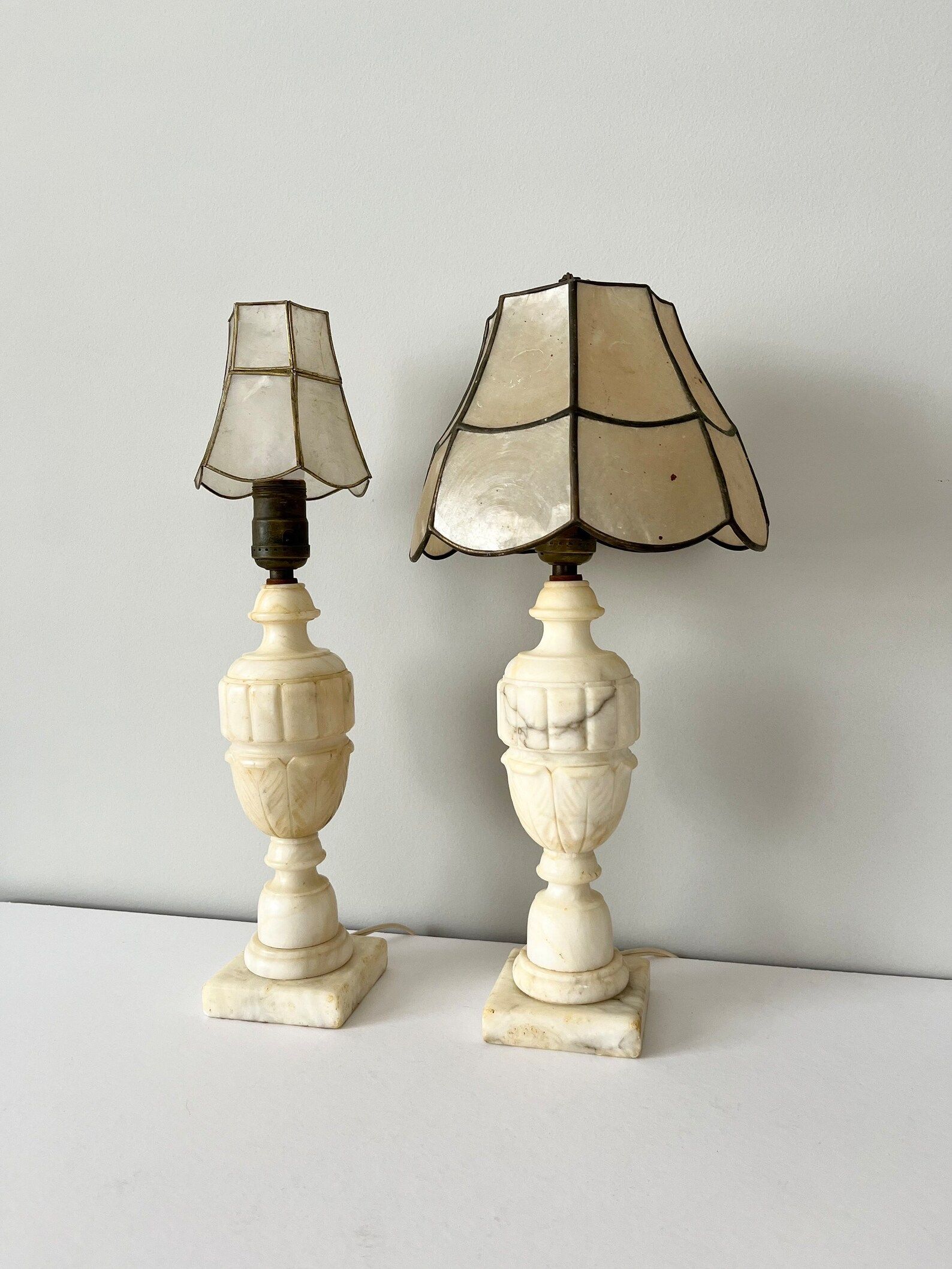 Vintage Single White Alabaster Marble Lamp - Etsy | Etsy (US)