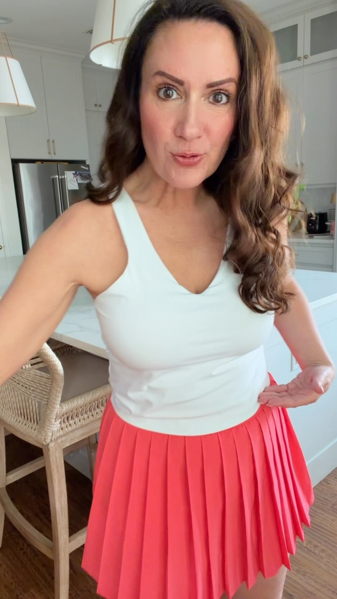 Small tank
Medium skort
Small jacket
Also has coordinating shorts if you are not a skirt girlie! 
.


#LTKootd #LTKmomlife #LTKfitnessgoals