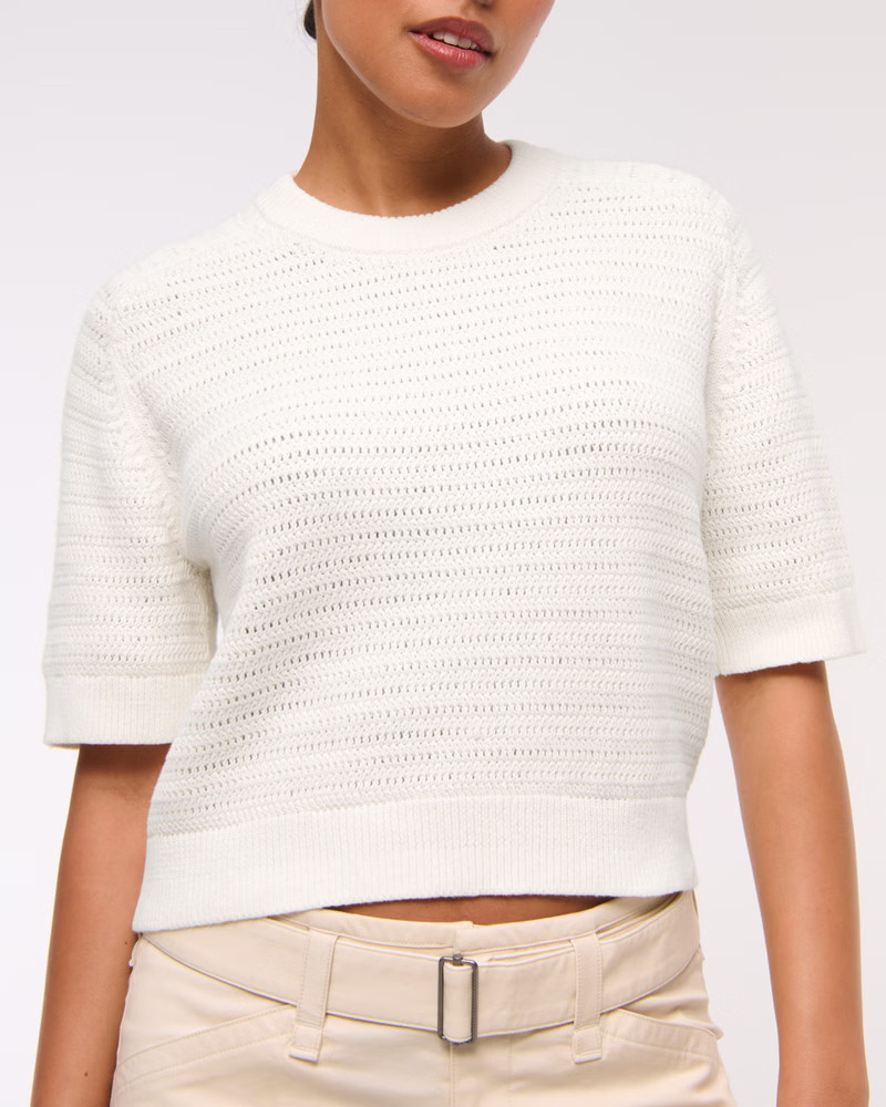 The A&F Madeline Textural Crew Sweater Tee | Abercrombie & Fitch (US)